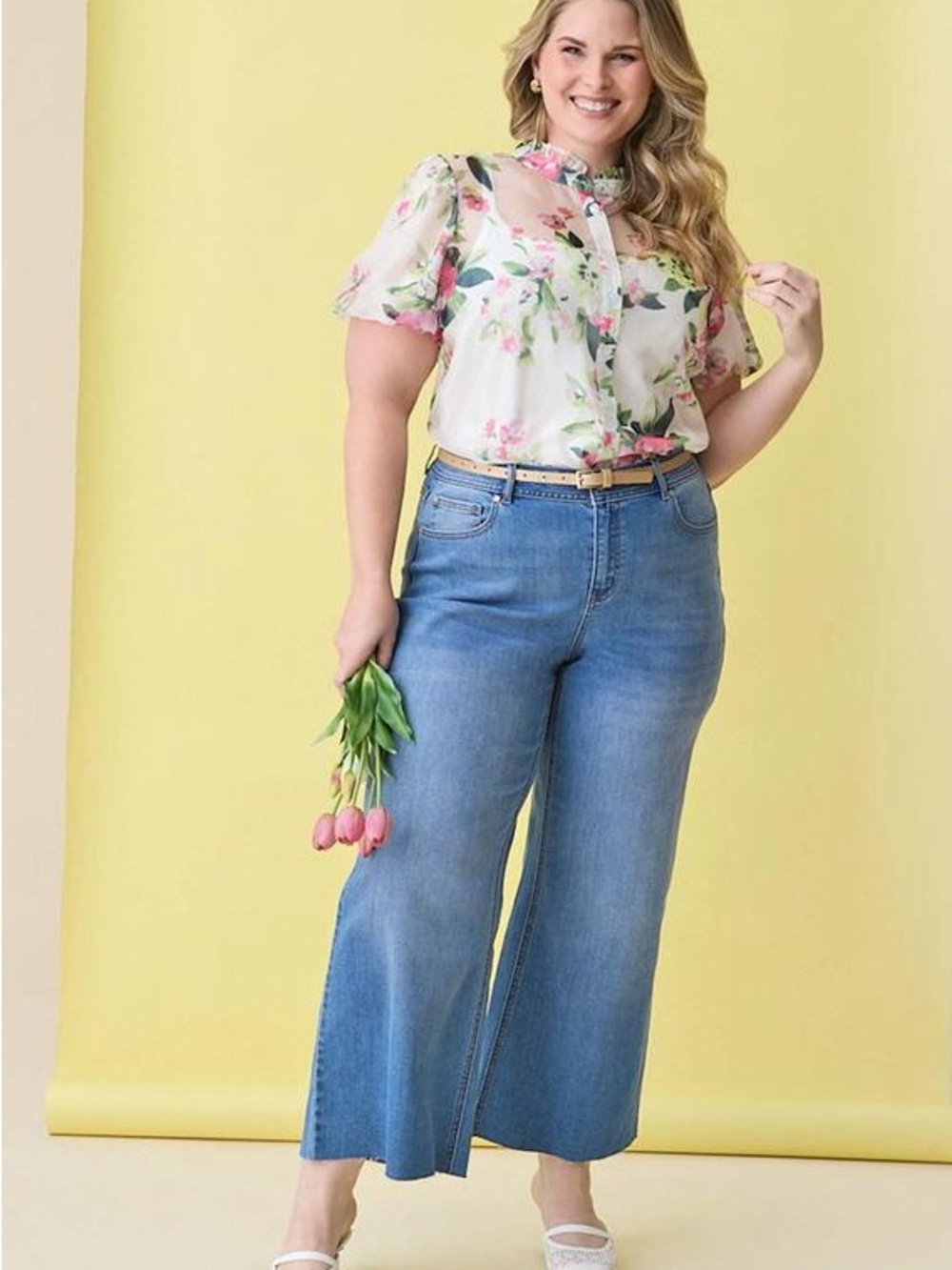 Cato | PLUS SIZE CROPPED WIDE LEG RAW HEM JEANS